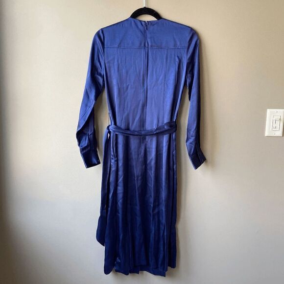 NWT Adeline Navy Satin Vintage Pleat Dress by KITRI Studio - SZ 4 - Picture 6 of 8